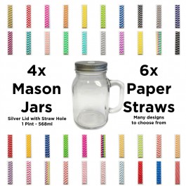 Unowall Glass Mason Jars (with Lids & Straws)