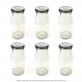 Unowall Glass Mini Milk Bottles (Silver Lids with Holes)