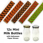 Mini Milk Bottles with Halloween Straws